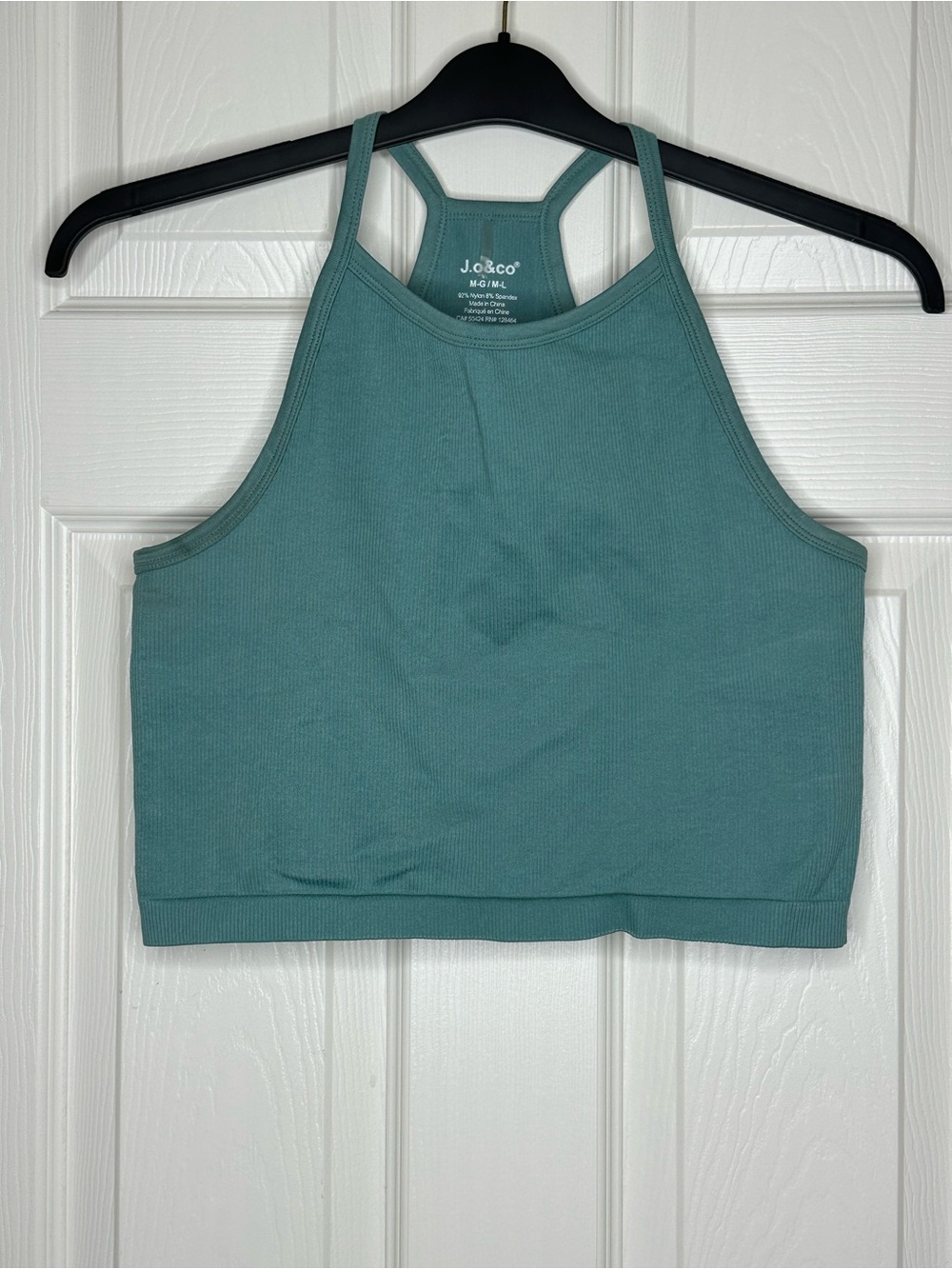 J. & Co. Teal Ribbed High-Neck Crop Top